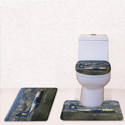 Amazing View with Blue Angels Aircraft Toilet Seat Cover Three-piece aviation print on soft fabric toilet seat cover set.