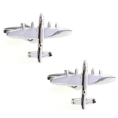 Fighter Shaped (5) aviation cuff links, polished metal body with engraved detail.