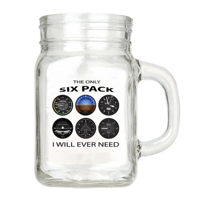 The Only Six Pack I Will Ever Need aviation design on cocktail glass, premium cocktail glassware.