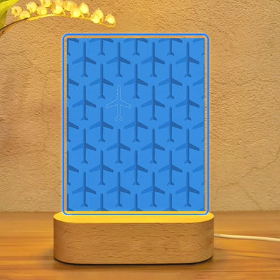 Blue Seamless Airplanes aviation themed night lamp, premium acrylic with LED.