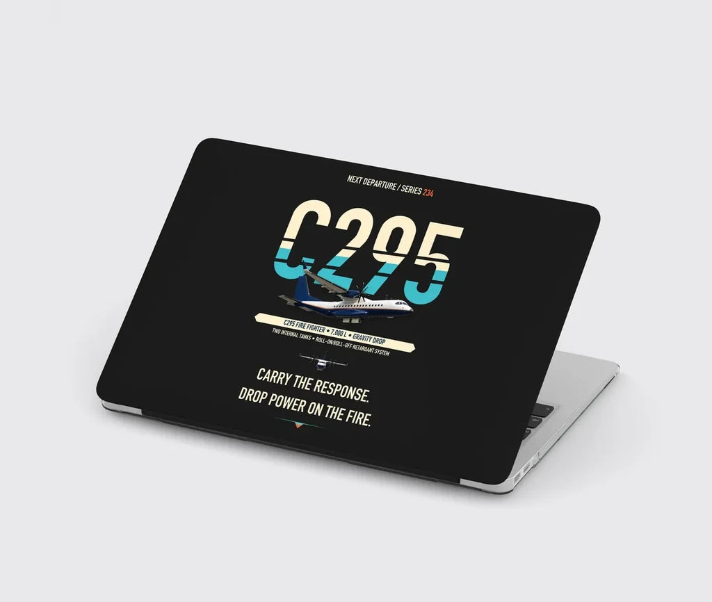 Airbus C295 Firefighter design on black MacBook case