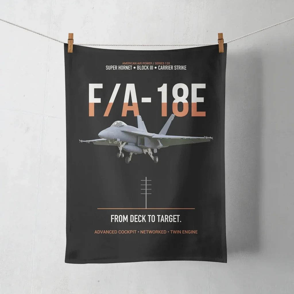 F-A-18E Super Hornet Block III From Deck To Target design on black towel