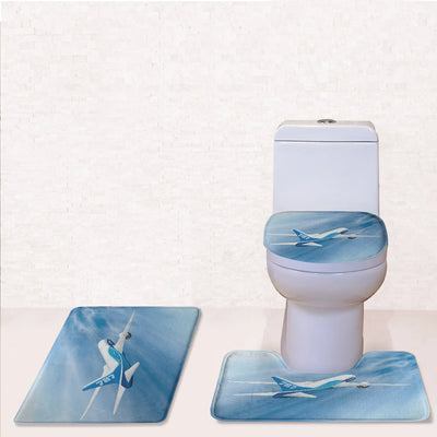 Beautiful Painting of Boeing 787 Dreamliner Toilet Seat Cover Three-piece aviation print on soft fabric toilet seat cover set.