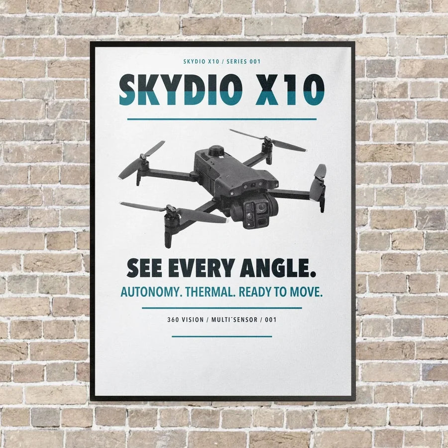 Skydio X10 vertical canvas print - framed - white background
