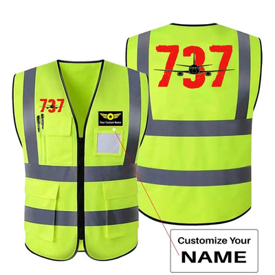 Boeing 737 aviation design printed on high-visibility reflective fabric reflective vest.