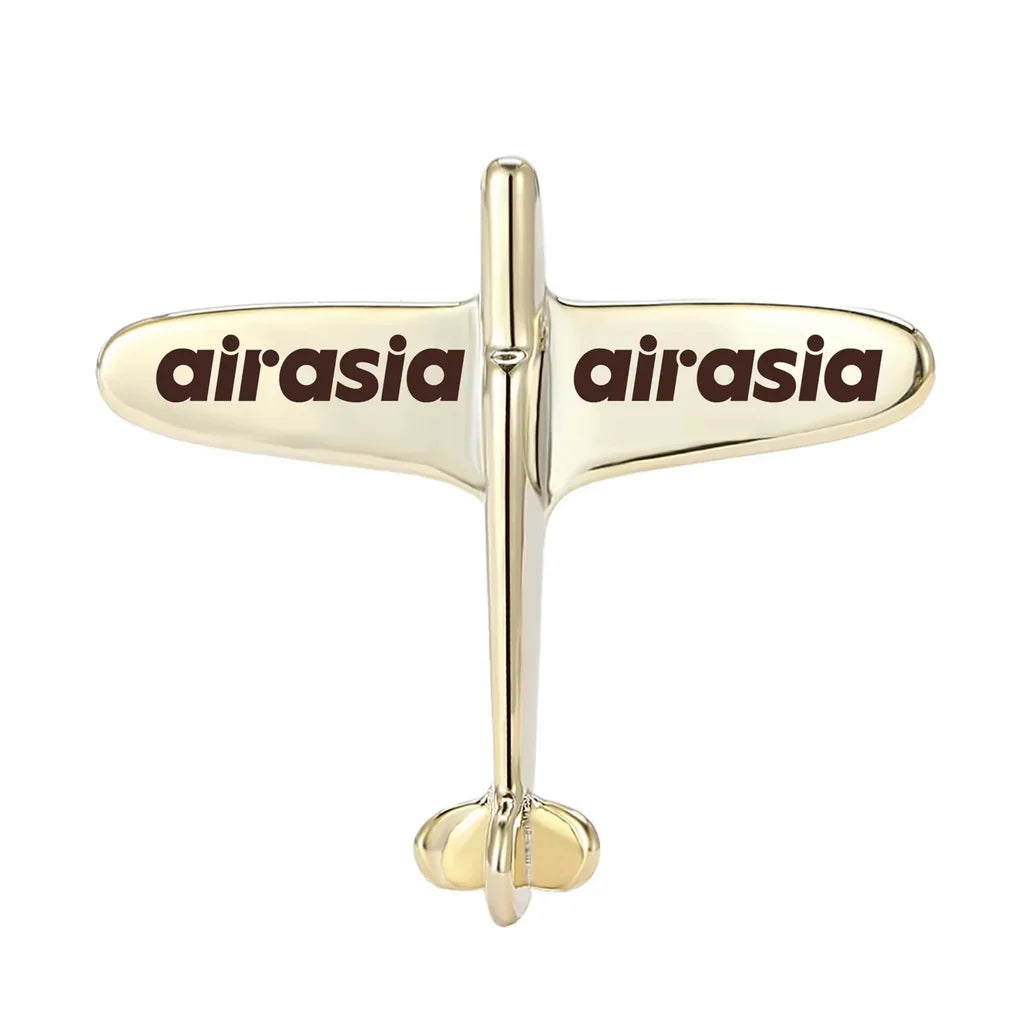 AirAsia Airplane Shape aviation-themed airplane-shape brooch, polished alloy.