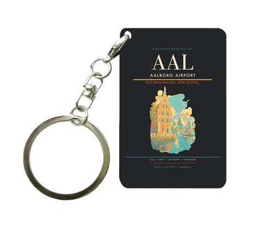 Aalborg Airport (AAL) design on black key chain