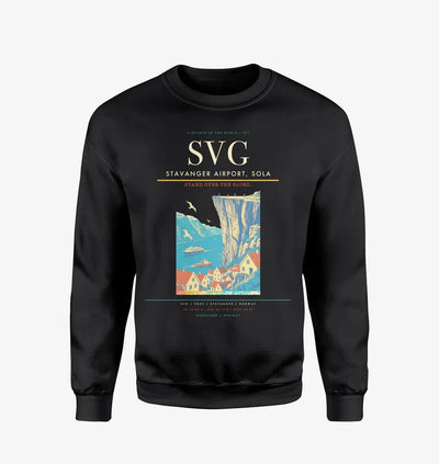 Stavanger Airport, Sola (SVG) design on black sweatshirt