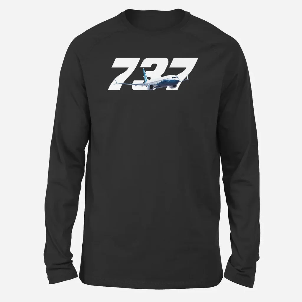 Super Boeing 737 Long-Sleeve aviation design printed on soft cotton long-sleeve T-shirt.