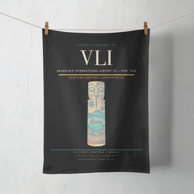 Bauerfield International Airport (VLI) design on black towel