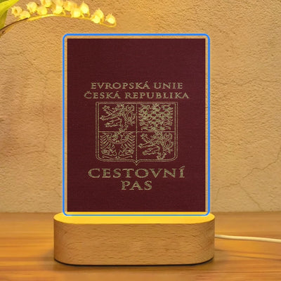 Czech Republic (Czechia) Passport aviation themed night lamp, premium acrylic with LED.