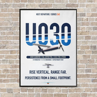 Airbus U030 Flexrotor vertical canvas print - framed - white background