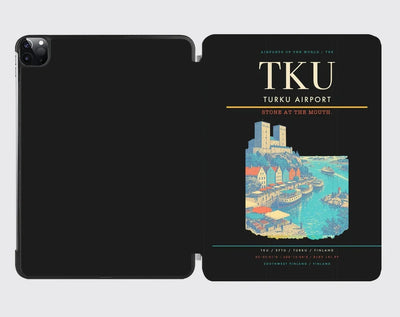 Turku Airport (TKU) design on black ipad tablet case