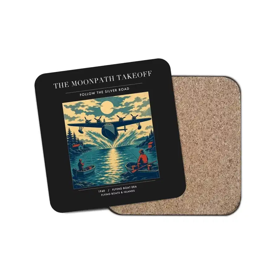 The Moonpath Takeoff - Designed Coasters design on black 1-piece