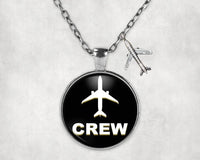 Thumbnail for Crew & Circle aviation-themed necklace, polished stainless steel.