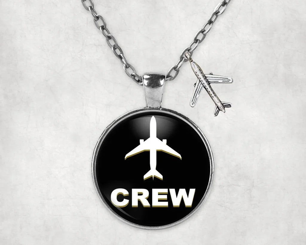 Crew & Circle aviation-themed necklace, polished stainless steel.