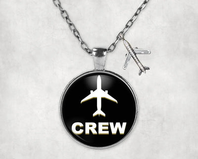 Crew & Circle aviation-themed necklace, polished stainless steel.