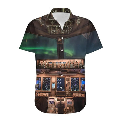 Boeing 777 Cockpit aviation design printed on soft cotton shirt.