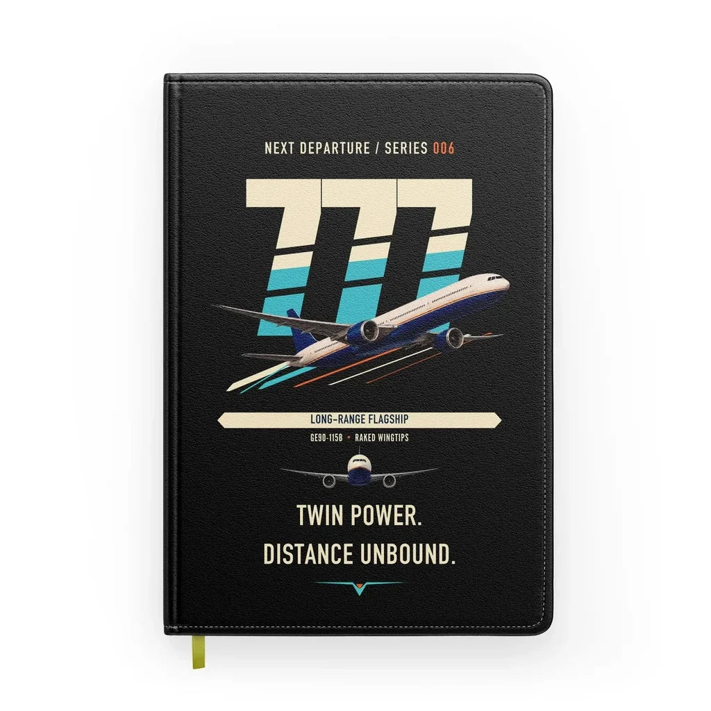 Boeing 777-300ER design on black notebook