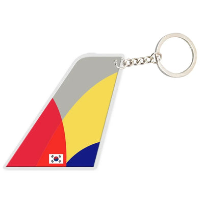 Asiana Airlines aviation aircraft-tail key chain, acrylic body, metal ring.