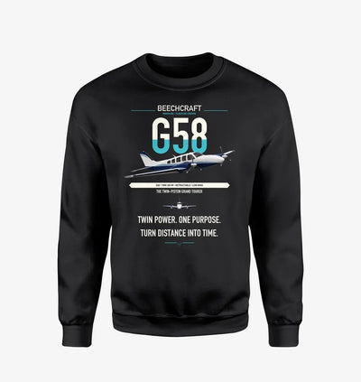 Beechcraft Baron G58 design on black sweatshirt