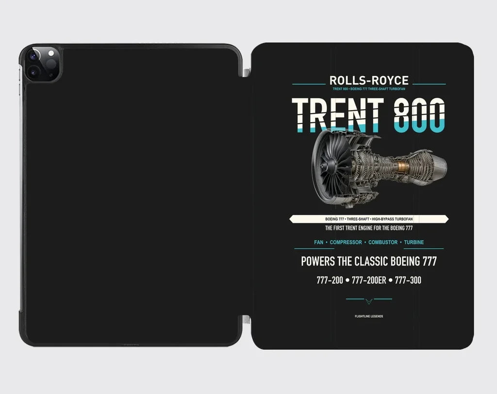 TRENT 800 design on black ipad tablet case