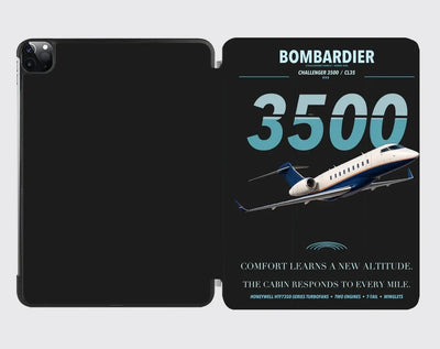 Bombardier Challenger 3500 design on black ipad tablet case