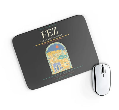 Fes (FEZ) design on black rectangle mouse pad