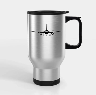 Boeing 757 Silhouette Travel Mugs (With Holder) aviation design on travel mug with holder, insulated double-wall with car-cup.