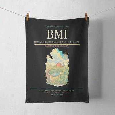 Central Illinois Regional Airport (BMI) design on black towel