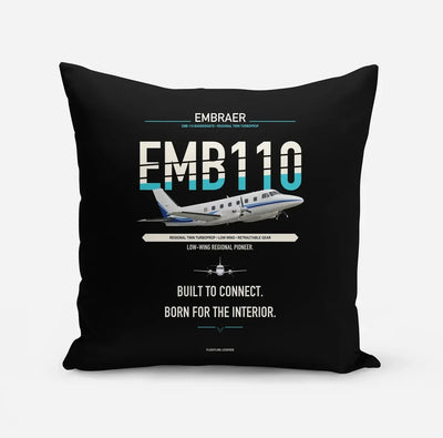 Embraer EMB 110 Bandeirante design on black pillow