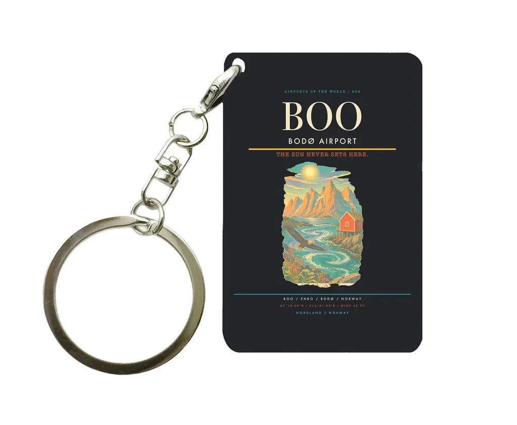 Bodø Airport (BOO) design on black key chain