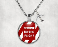 Thumbnail for Special Edition Remove Before Flight aviation necklace, stainless steel body with engraved detail.