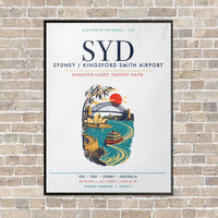 Thumbnail for Sydney Kingsford Smith Airport SYD vertical canvas print - framed - white background