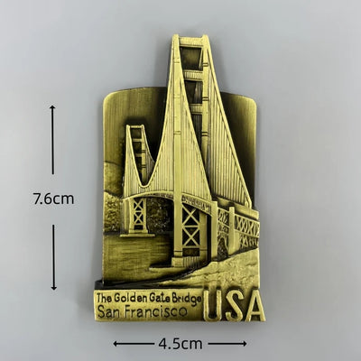 Golden Gate Bridge San Francisco 3D Metal Fridge aviation design 3D metal magnet sticker in 3D metal with magnetic back.