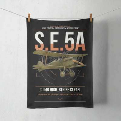 Royal Aircraft Factory S.E.5a design on black towel