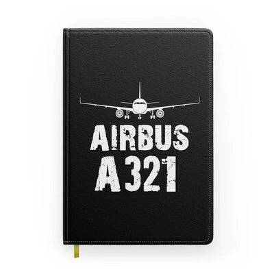 Airbus A321 & Plane aviation design on premium hardcover notebook.