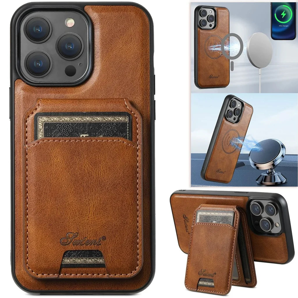Magnetic Leather iPhone Cases Magsafe Wallet with Removable Stand and Card Slots aviation themed premium iPhone case for iphone.