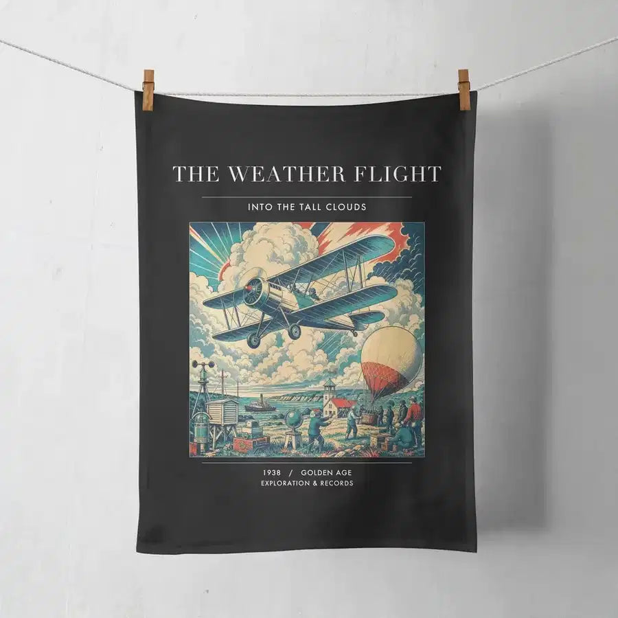VINTAGE G4045 - The Weather Flight - Designed Towels design on black