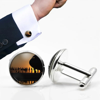 Band of Brothers Theme Soldiers aviation-themed cuff links, polished metal.