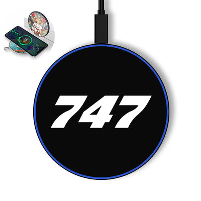 Boeing 747 Flat Text aviation design on durable build wireless charger.