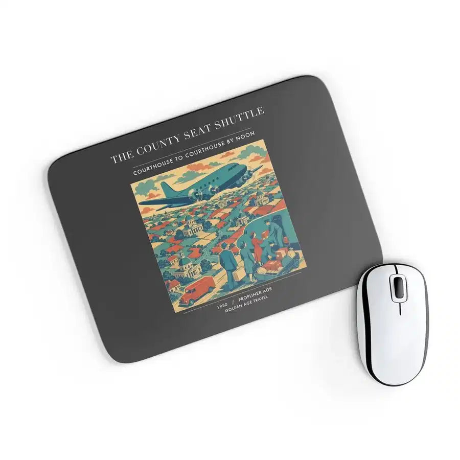 VINTAGE G4388 - The County Seat Shuttle - Designed Mouse Pads design on black rectangle