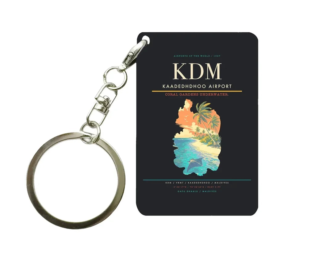 Kaadedhdhoo Airport (KDM) design on black key chain