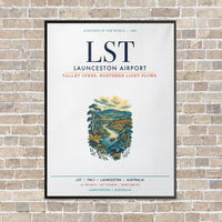 Thumbnail for Launceston Airport LST vertical canvas print - framed - white background