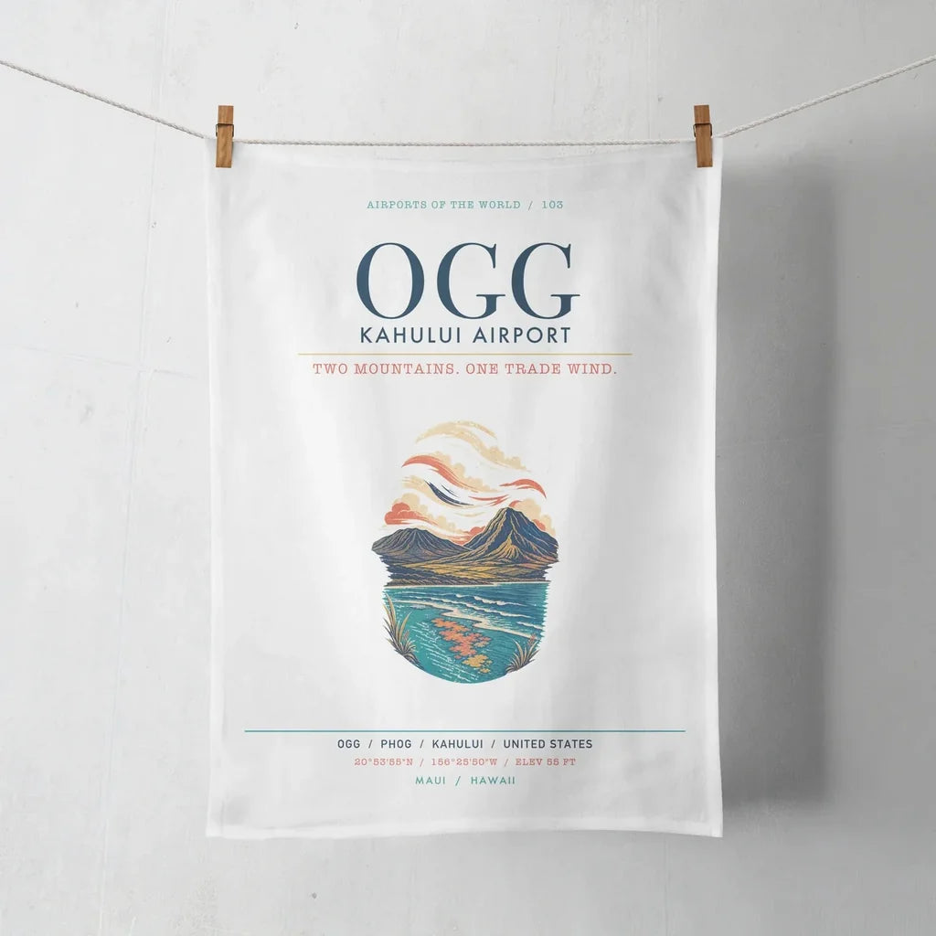Kahului Airport (OGG) design on white towel