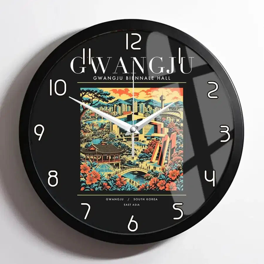 GWANGJU - Poster - Wall Clock Framed - Black