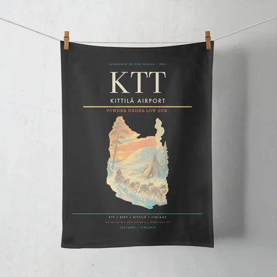 Kittilä Airport (KTT) design on black towel