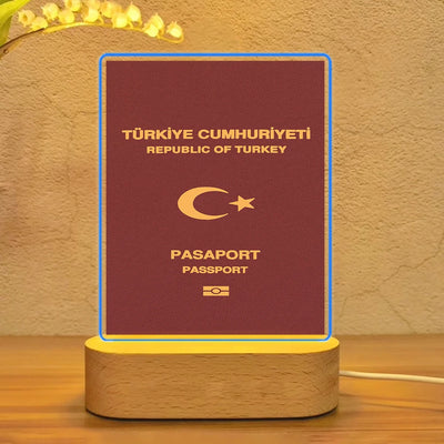 Turkey Passport aviation art night lamp in premium acrylic with LED.
