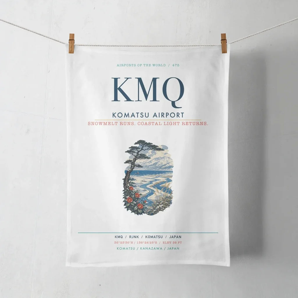 Komatsu Airport (KMQ) design on white towel