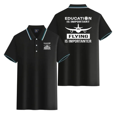 Flying is Importanter Stylish Polo T-Shirts (Double-Side) aviation design printed on soft cotton stylish double-side polo.